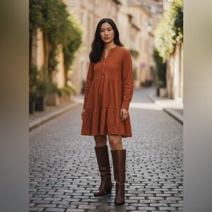 Madewell Terracotta Long Sleeve Dress